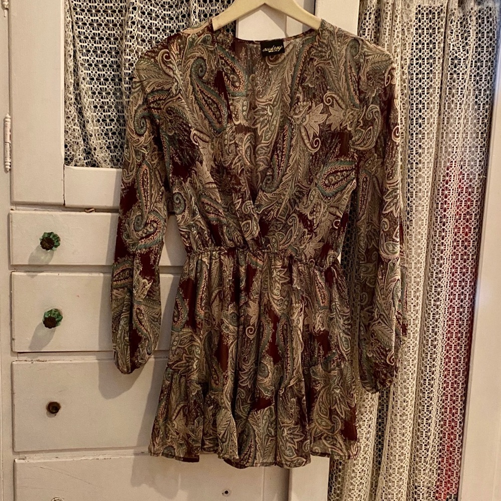 Long Sleeve Romper - Audrey Paisley Onesie